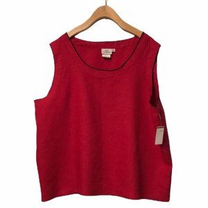 HOT COTTON Red Linen Top